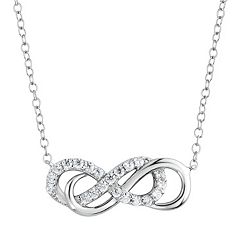 DiamonLuxe 3/8 Carat T.W. Simulated Diamond Sterling Silver Double Infinity Necklace