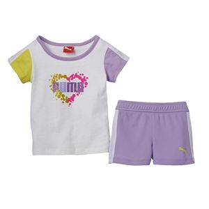 Toddler Girl PUMA Heart Splatter Tee & Shorts Set