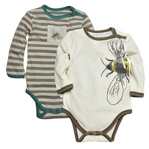 Baby Boy Burt's Bees Baby 2-pk. Organic Bee Long-Sleeve Bodysuits
