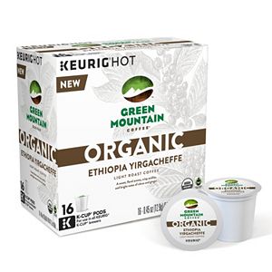 Keurig® K-Cup® Pod Organic Green Mountain Coffee Organic Ethiopia Yirgacheffe Light Roast Coffee - 16-pk.