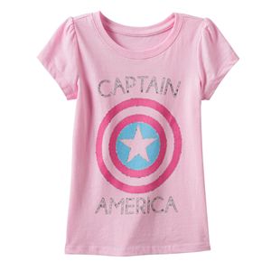 Toddler Girl Marvel Captain America Glitter Tee
