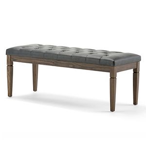 Simpli Home Waverly Gray Tufted Bench