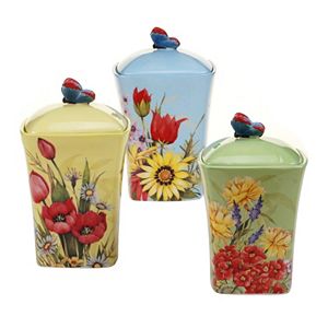 Certified International Floral Bouquet 3-pc. Ceramic Canister Set