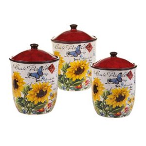 Certified International Sunflower Meadow 3-pc. Ceramic Canister Set