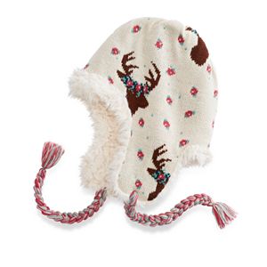 Women's MUK LUKS Deer Floral Knit Trapper Hat