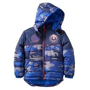 Boys 4-7 Marvel Avengers Captain America Camouflage Midweight Hooded Puffer Jacket