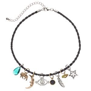 Mudd® Elephant, Star, Moon, Leaf & Evil Eye Charm Choker Necklace Set