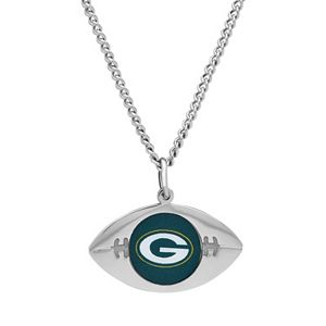 Sterling Silver Green Bay Packers Team Logo Football Pendant