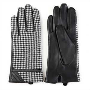 Women's Journee Collection Leather Houndstooth Lined Gloves