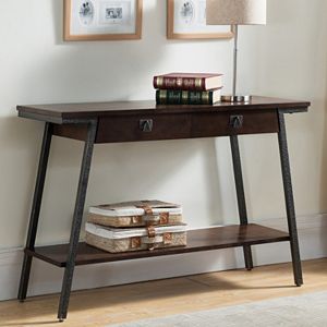Leick Furniture 2-Drawer Walnut Finish Sofa Table