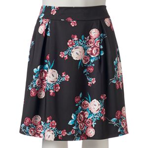 Juniors' Plus Size HeartSoul Pleated Floral Skirt