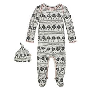Burt's Bees Baby Organic Snowflake Footed Coverall & Hat Set