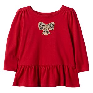 Baby Girl Jumping Beans® Embroidered Peplum-Hem Top