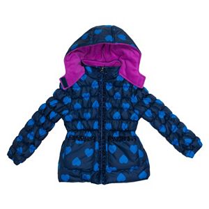 Toddler Girl Wippette Fleece-Lined Heart Pattern Puffer Jacket