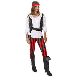 Tween Cold-Shoulder Striped Pirate Costume