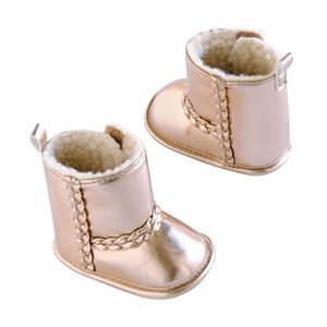 Baby Girl Carter's Prewalker Plush-Lined Metallic Boot Crib Shoes