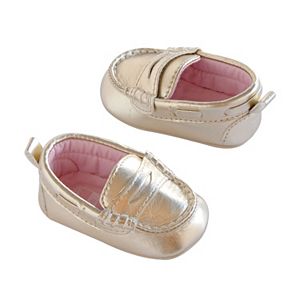 Baby Girl Carter's Slip-On Metallic Gold Loafer Crib Shoes