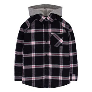 Boys 4-7 Hurley Hooded Button-Down Flannel Shirt