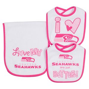 Baby Gerber Seattle Seahawks 3-Piece Bib & Burpcloth Set
