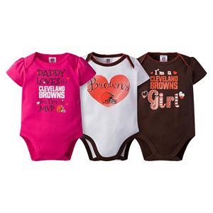 Baby Girl Cleveland Browns 3-Pack Bodysuits