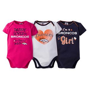 Baby Girl Denver Broncos 3-Pack Bodysuits