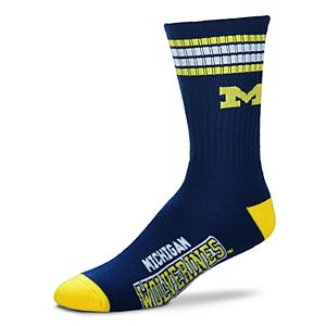 Men's For Bare Feet Michigan Wolverines Deuce Striped Crew Socks