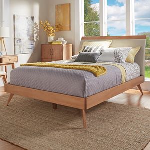 HomeVance Skagen Mixed-Media Upholstered Platform Bed