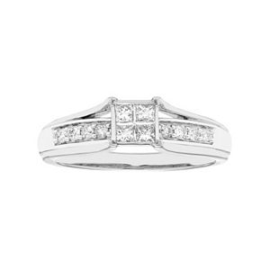 10k Gold 1/3 Carat T.W. Diamond Square Engagement Ring