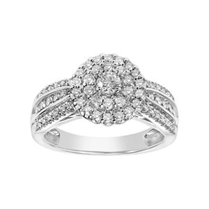 Simply Vera Vera Wang 14k White Gold 3/4 Carat T.W. Diamond Halo Engagement Ring