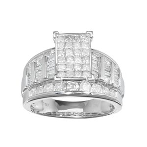 10k White Gold 2 Carat T.W. Diamond Cluster Engagement Ring