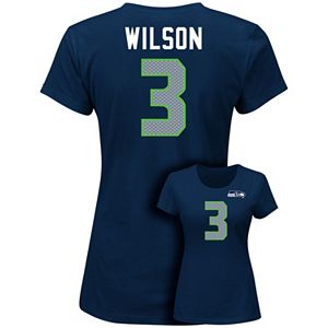 Plus Size Majestic Seattle Seahawks Russell Wilson Player Name and Number Tee