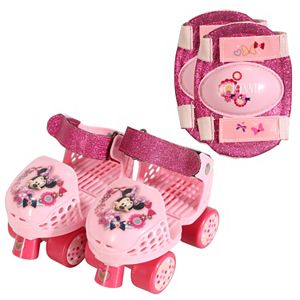 Disney's Minnie Mouse Youth Glitter Roller Skates & Knee Pads Set by PlayWheels