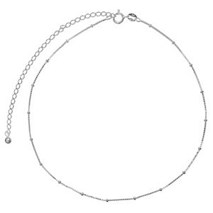 PRIMROSE Sterling Silver Beaded Box Chain Choker Necklace