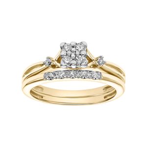 Cherish Always 10k Gold 1/4 Carat T.W. Diamond Square Engagement Ring Set