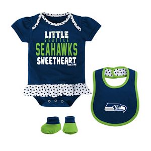Baby Seattle Seahawks Little Sweetheart 3-Piece Bodysuit Set