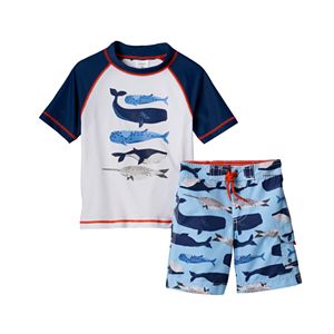 Baby Boy OshKosh B'gosh® Whale Rashguard & Swim Trunks Set