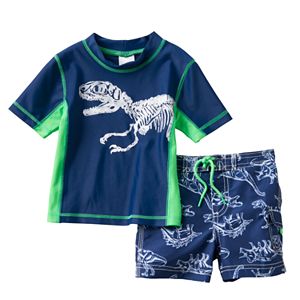 Baby Boy Carter's Dinosaur Rash Guard & Swim Trunks Set