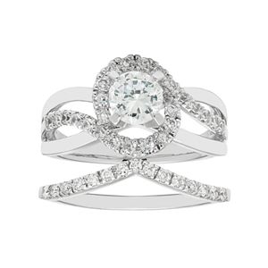 Boston Bay Diamonds 14k White Gold 1 1/6 Carat T.W. IGL Certified Diamond Bypass Engagement Ring Set