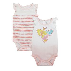 Baby Girl Burt's Bees Baby 2-pk. Organic Flutter Sleeve Bodysuits