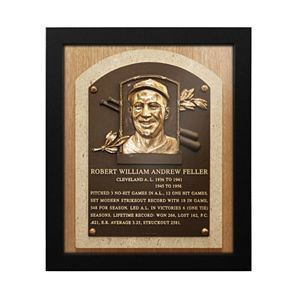 Cleveland Indians Bob Feller Baseball Hall of Fame Framed Plaque Print