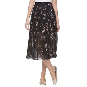 Juniors' Jolie Vie Floral Georgette Midi Skirt