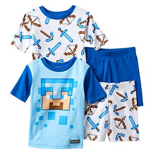 Boys 4-12 Minecraft 4-Piece Pajama Set