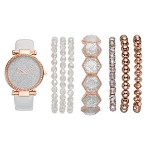 Women's Glittery Watch & Bracelet Set