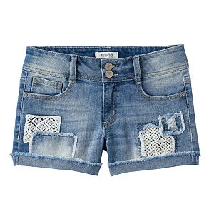 Girls 7-16 & Plus Size Mudd® Crochet Patch Destructed Jean Shorts
