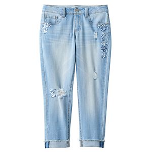 Girls 7-16 & Plus Size Mudd® Embroidered Cropped Capri Jeans
