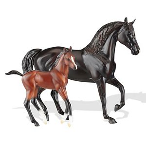 Breyer Classics Raven Black Morgan Mare & Red Bay Foal Model Horse Set