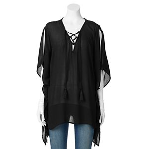 SONOMA Goods for Life™ Tassel Lace-Up Poncho
