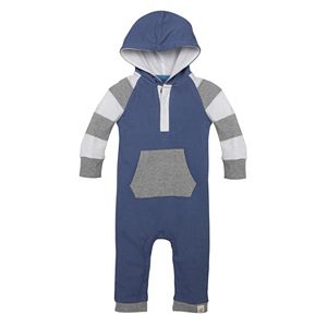 Baby Boy Burt's Bees Baby Organic Hooded Rugby Coveralls