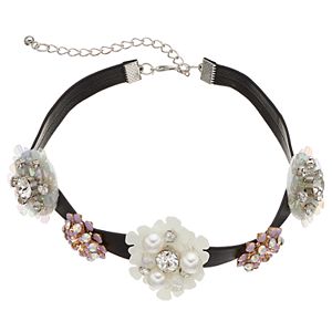 Mudd® Flower Faux Leather Choker Necklace