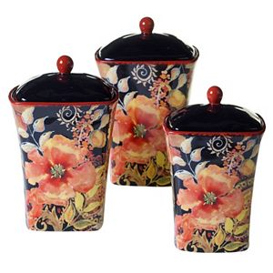 Certified International Watercolor Poppies 3-pc. Canister Set